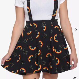 Disney Hot Topic Rainbow Mickey Mouse Suspender Skirt NWT